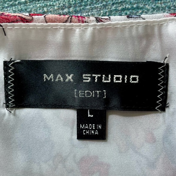 Max Studio EDIT May Red, White, Blue Floral Trapeze Dress Sz L - Picture 7 of 10